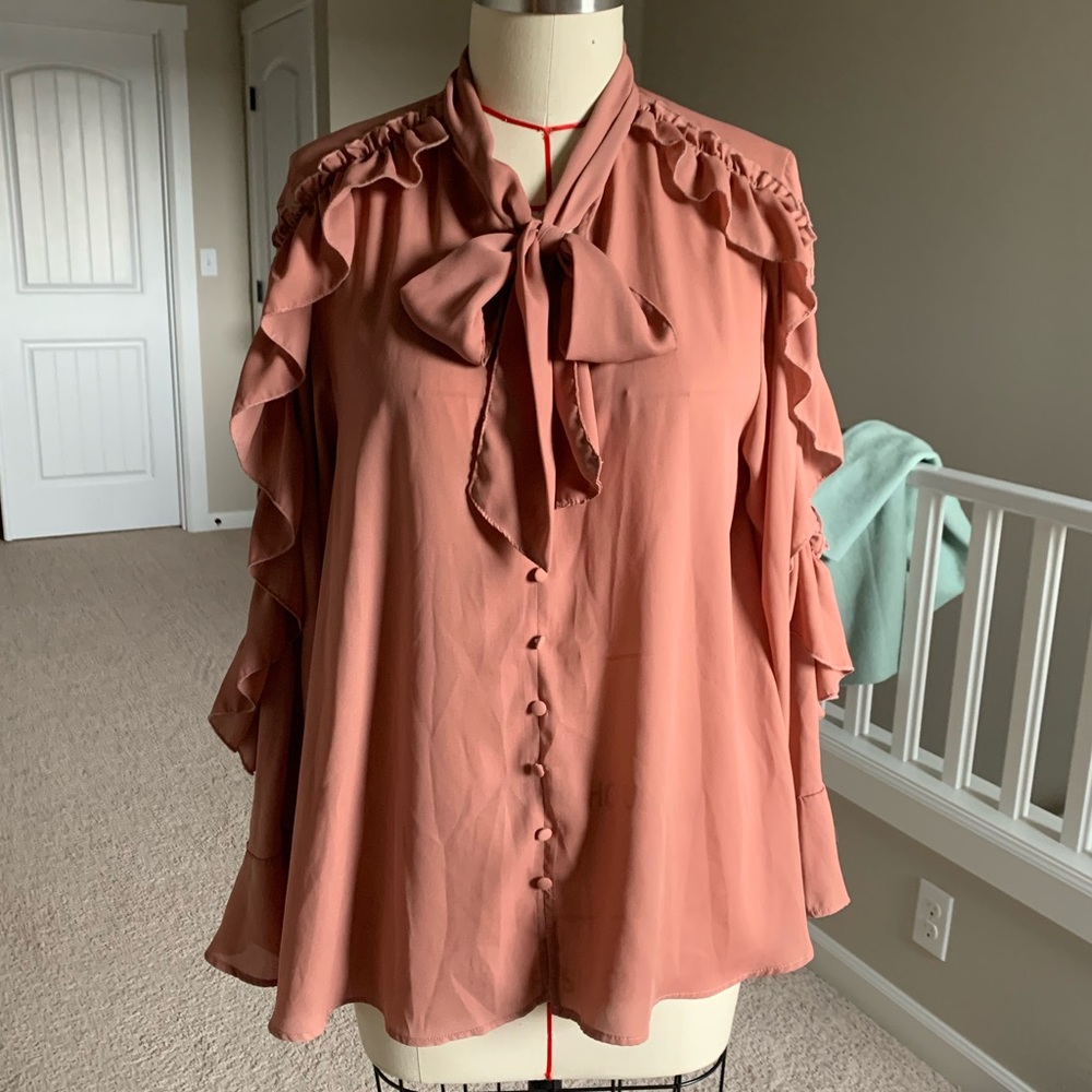 Zara ruffles bow shirt/blouse